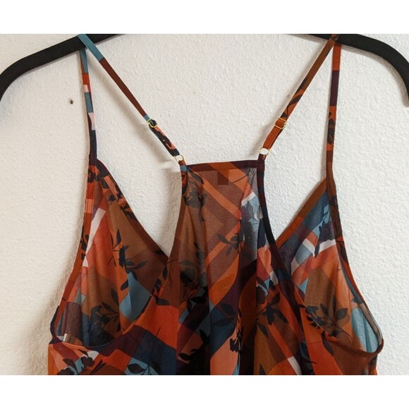 Women's Cabi # 3773 Lattice Top Plaid Floral Layered Blouse Top 2-Piece Medium - Picture 9 of 16